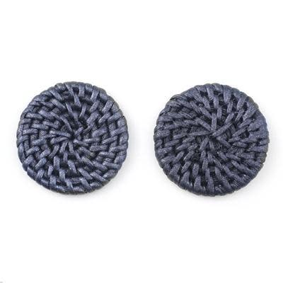 Black Handmade Woven Rattan Straw Disc Pendant/Connector (1 Pair)