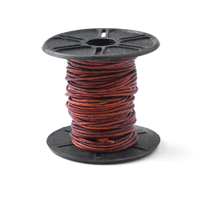 .5mm Natural Red Brown Round Leather Cord 10 Meter Spool