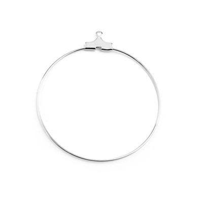 40mm Silver Plated Brass Hoop Frame (10 Pieces)