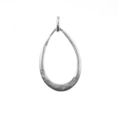 36x20mm Antique Silver Textured Teardrop Hoop