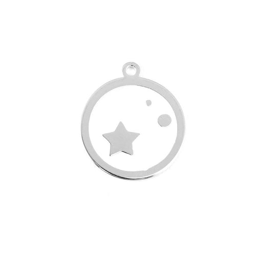 22mm Rhodium Plated Star Charm with White Enamel