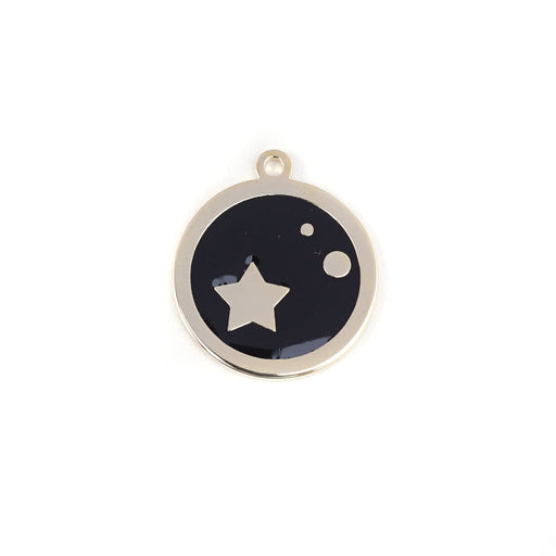 22mm Gold Plated Star Charm with Black Enamel
