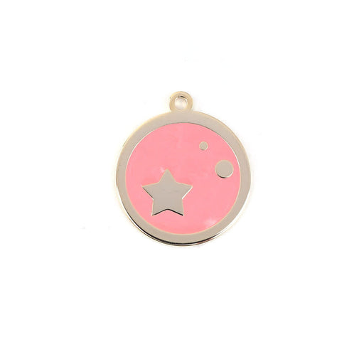 22mm Gold Plated Star Charm with Coral Enamel