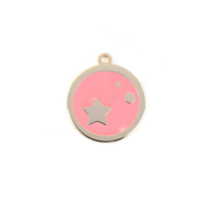22mm Gold Plated Star Charm with Coral Enamel