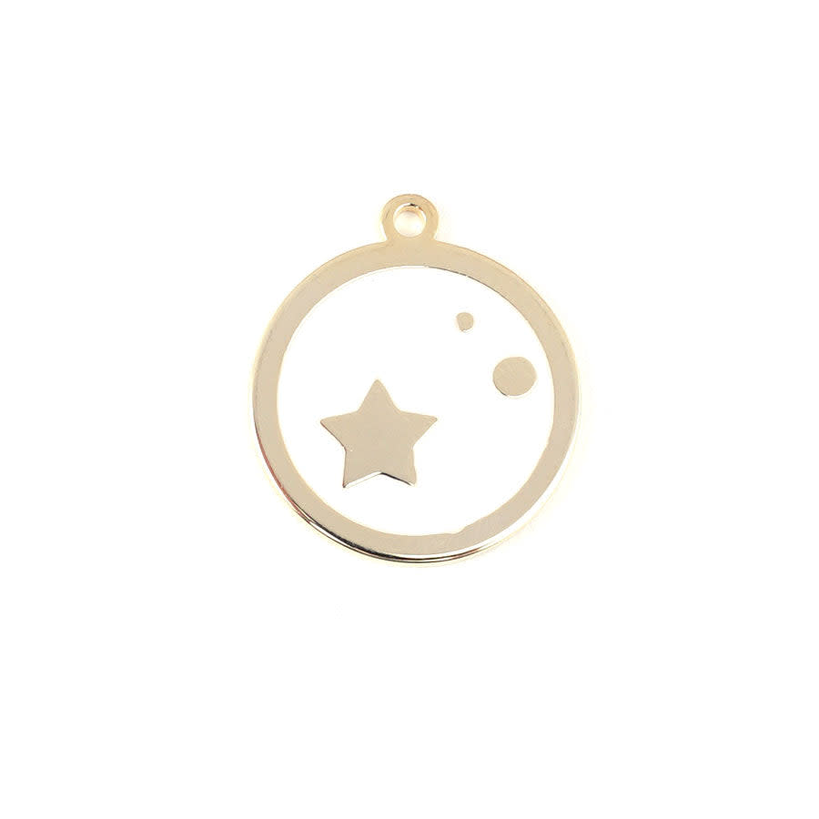 22mm Gold Plated Star Charm with White Enamel