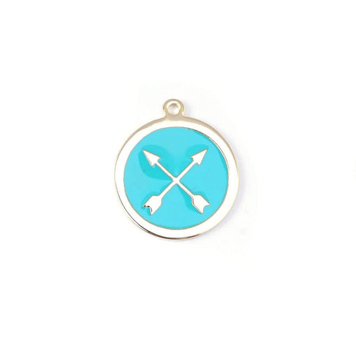 22mm Gold Plated Crossed Arrows Charm with Turquoise Enamel