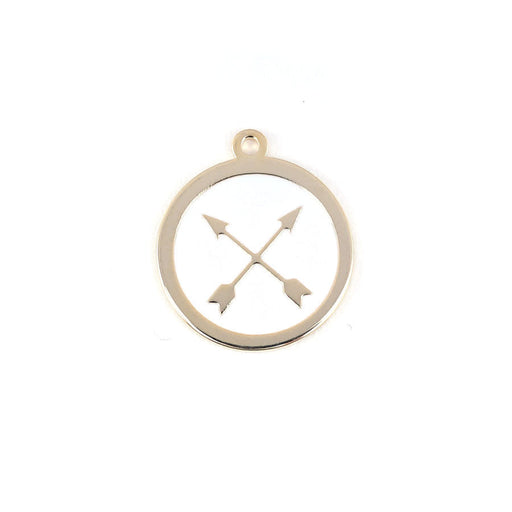 22mm Gold Plated Crossed Arrows Charm with White Enamel