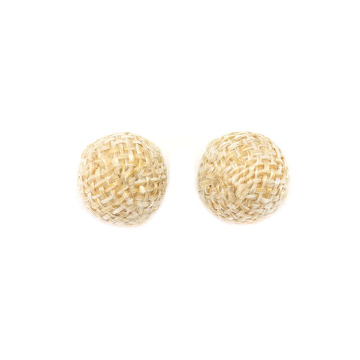 14mm Handmade Woven Rattan Straw Round Bead (1 Pair)