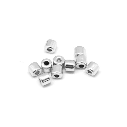 3mm Silver Enamel Tube Bead (10 Pieces)