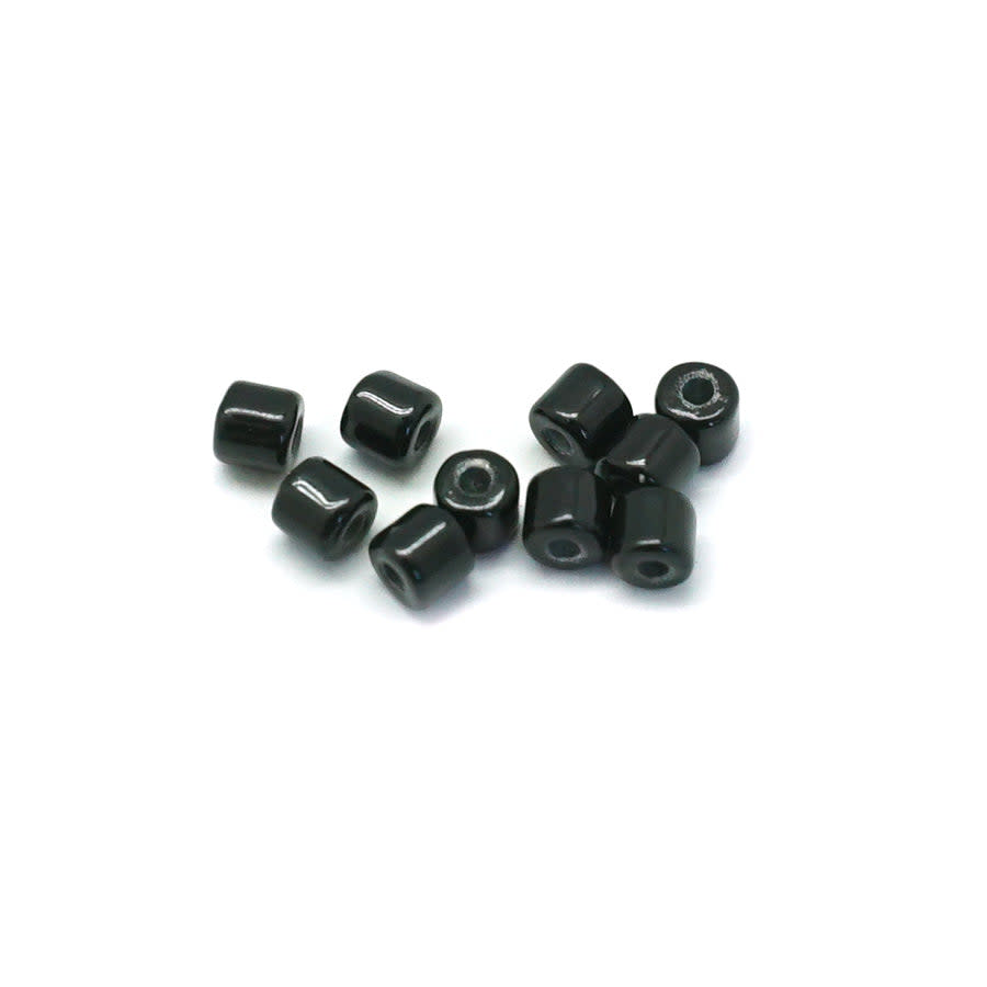 3mm Black Enamel Tube Bead (10 Pieces)