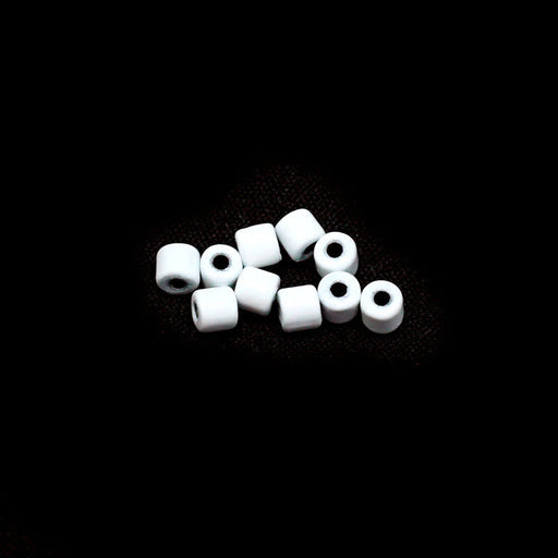 3mm White Enamel Tube Bead (10 Pieces)