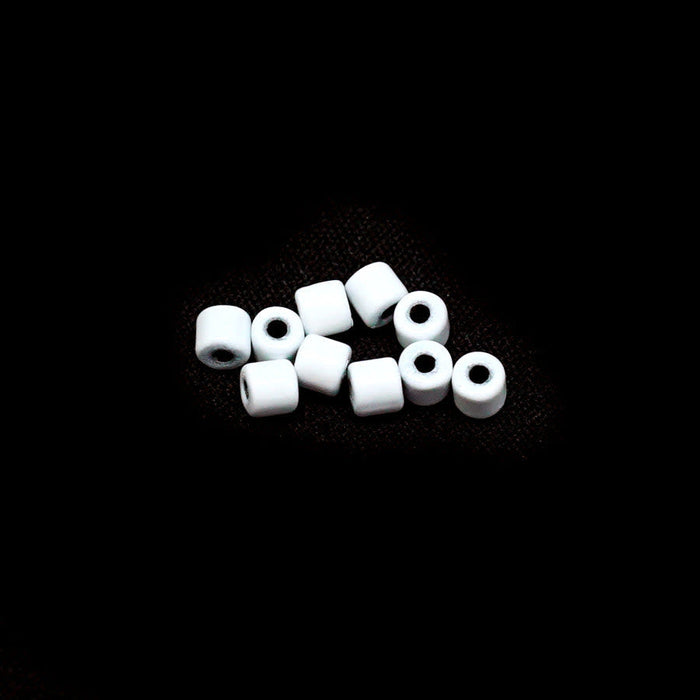 3mm White Enamel Tube Bead (10 Pieces)