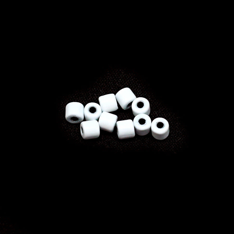 3mm White Enamel Tube Bead (10 Pieces)