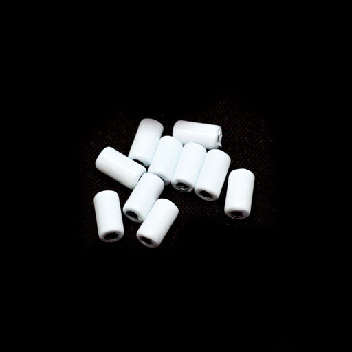 6mm White Enamel Tube Bead (10 Pieces)