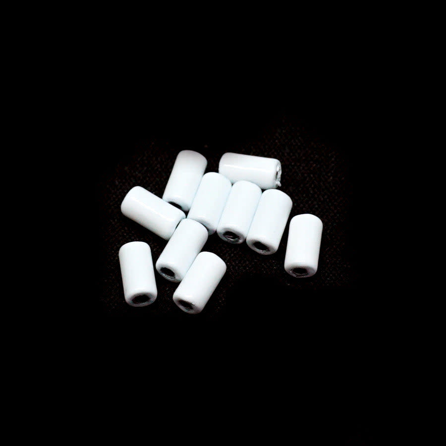 6mm White Enamel Tube Bead (10 Pieces)
