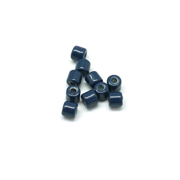 3mm Navy Enamel Tube Bead (10 Pieces)