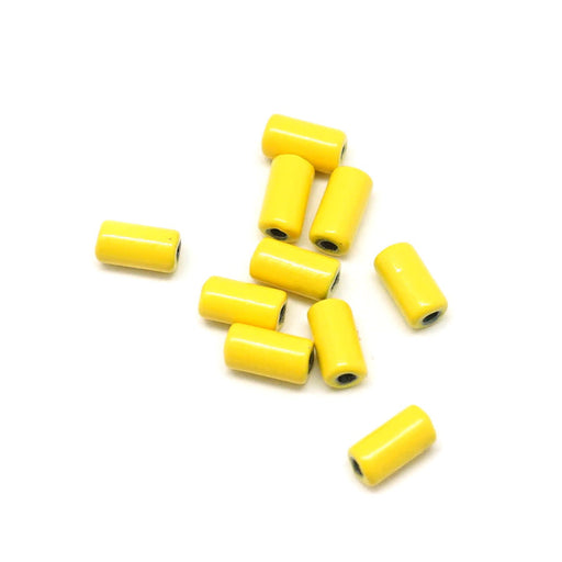 6mm Yellow Enamel Tube Bead (10 Pieces)