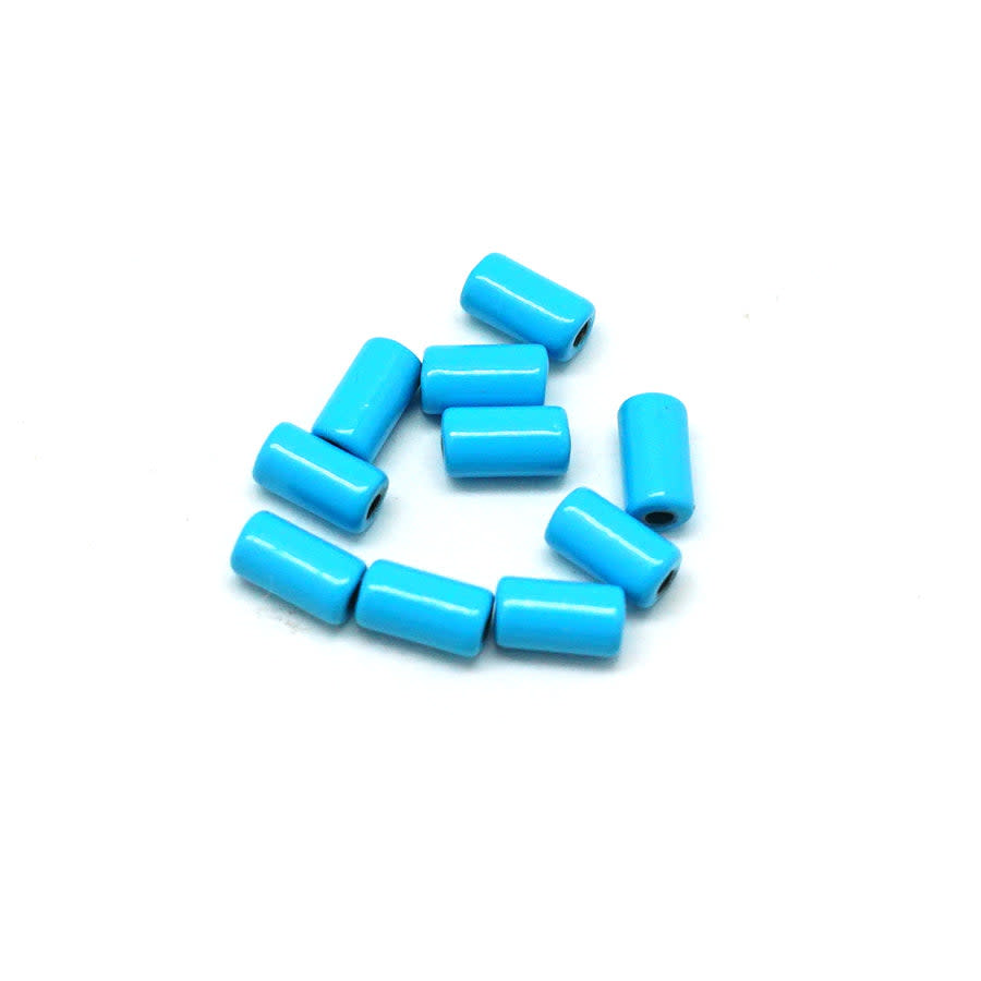 6mm Turquoise Enamel Tube Bead (10 Pieces)