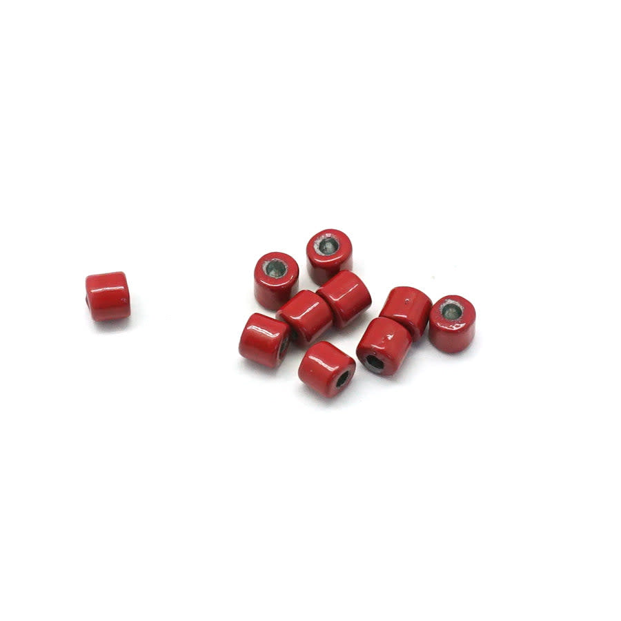3mm Red Enamel Tube Bead (10 Pieces)