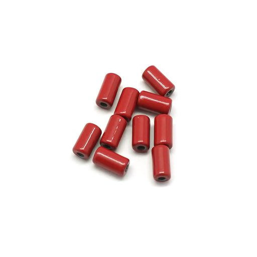 6mm Red Enamel Tube Bead (10 Pieces)