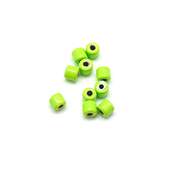 3mm Lime Green Enamel Tube Bead (10 Pieces)