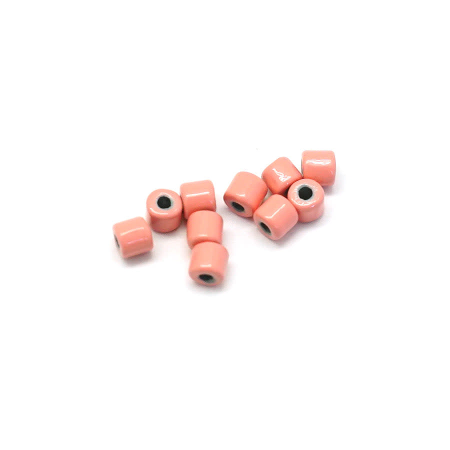 3mm Pink Coral Enamel Tube Bead (10 Pieces)