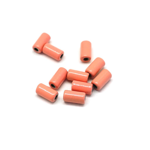6mm Pink Coral Enamel Tube Bead (10 Pieces)