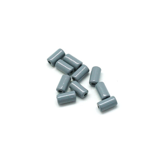 6mm Grey Enamel Tube Bead (10 Pieces)