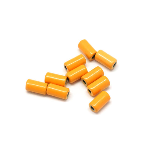 6mm Orange Enamel Tube Bead - 10 Beads