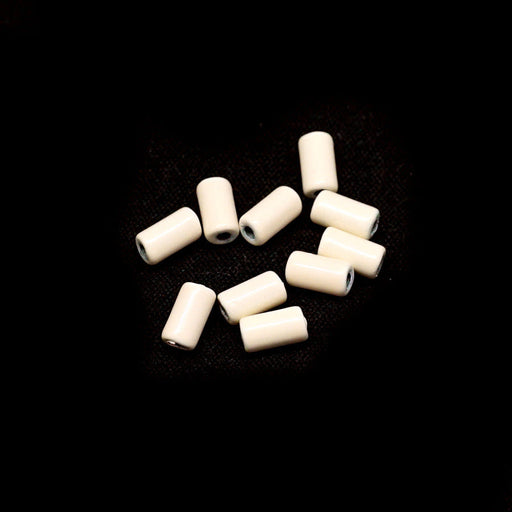 6mm Cream Enamel Tube Bead (10 Pieces)