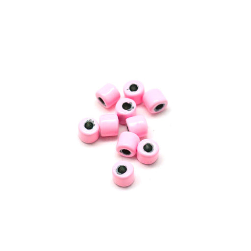 3mm Light Pink Enamel Tube Bead (10 Pieces)
