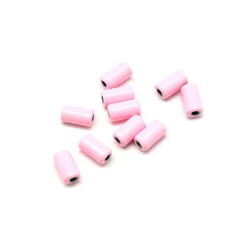 6mm Light Pink Enamel Tube Bead (10 Pieces)