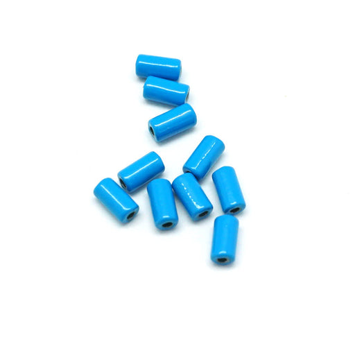6mm Blue Enamel Tube Bead (10 Pieces)
