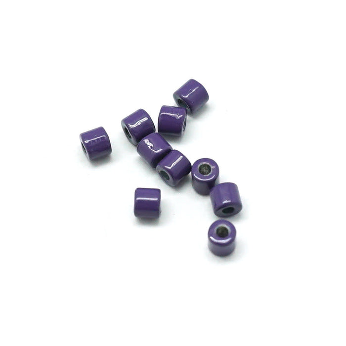 3mm Purple Enamel Tube Bead (10 Pieces)