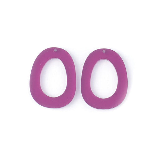 32x24mm Oval Donut with Cutout Acrylic Component Set - Grape Purple (1 Pair)
