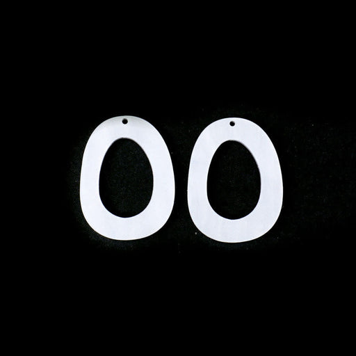 32x24mm Oval Donut with Cutout Acrylic Component Set - Pearl White (1 Pair)