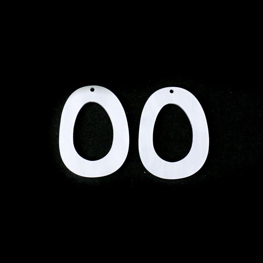 32x24mm Oval Donut with Cutout Acrylic Component Set - Pearl White (1 Pair)