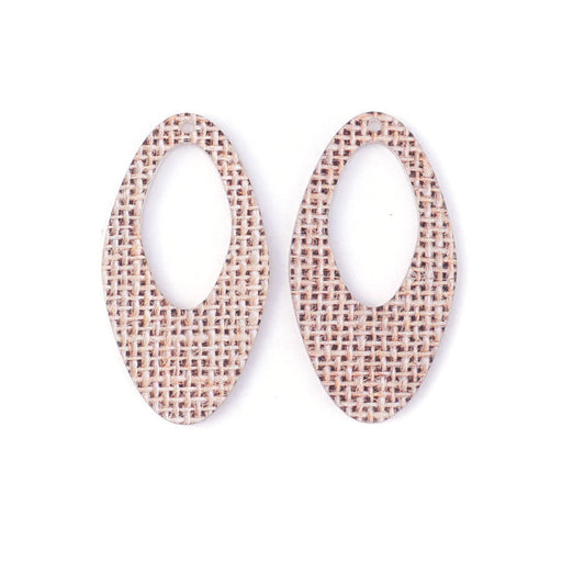 55x30mm Elongated Oval with Cutout Acrylic Component Set - Weave Pattern (1 Pair)