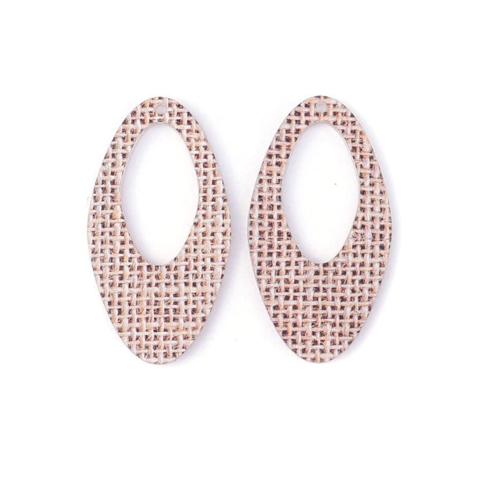 55x30mm Elongated Oval with Cutout Acrylic Component Set - Weave Pattern (1 Pair)