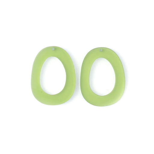 32x24mm Oval Donut with Cutout Acrylic Component Set - Retro Green (1 Pair)