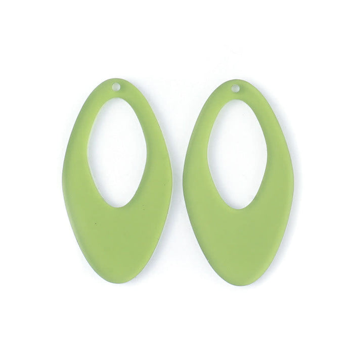55x30mm Elongated Oval with Cutout Acrylic Component Set - Retro Green (1 Pair)