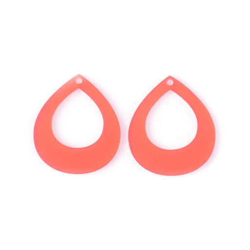 40x35mm Medium Pear Shape with Cutout Acrylic Component Set - Coral (1 Pair)