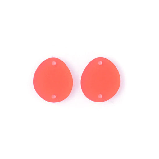 19x11mm Oval Acrylic Connector Component Set - Coral (1 Pair)
