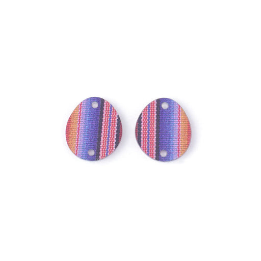 19x11mm Oval Acrylic Connector Component Set - Rainbow Stripe (1 Pair)