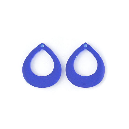 28x24mm Small Pear Shape with Cutout Acrylic Component Set - Navy Blue