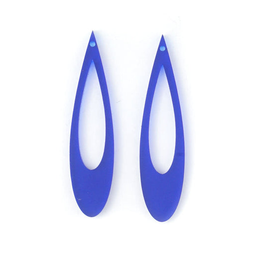 64x15mm Elongated Drop with Cutout Acrylic Component Set - Navy Blue (1 Pair)