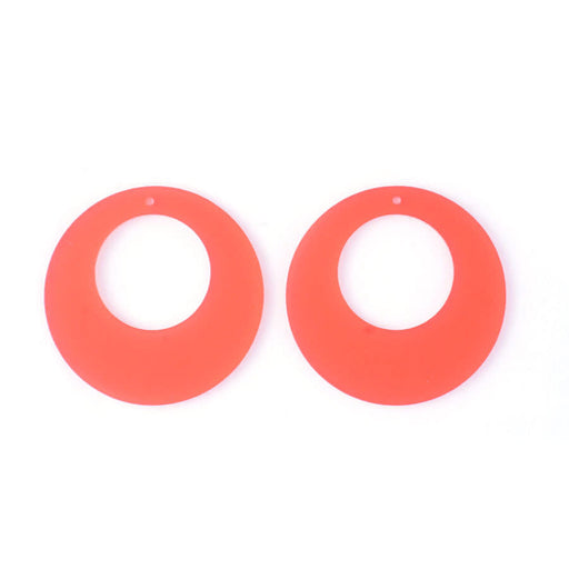 50mm Round with Off Center Cutout Acrylic Component Set - Coral (1 Pair)