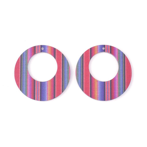 50mm Round with Off Center Cutout Acrylic Component Set - Rainbow Stripe (1 Pair)