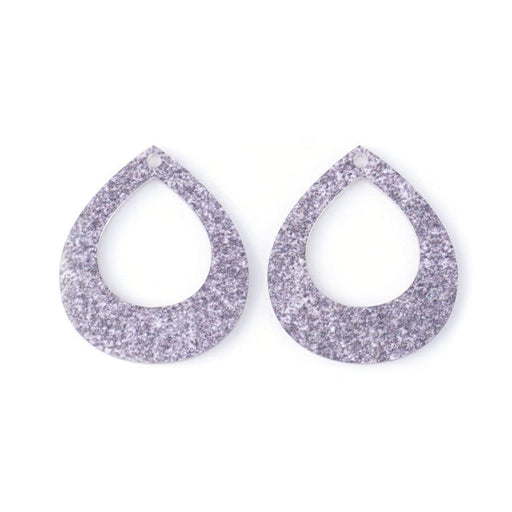 40x35mm Small Pear Shape with Cutout Acrylic Component Set - Granite (1 Pair)
