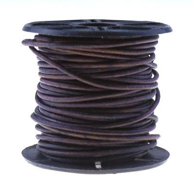 1.5mm Natural Dark Brown Round Leather Cord 10 Meter Spool